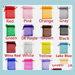 Wrap Event Festive Supplies Home Garden 7X9Cm Small Organza Gift Bag Dstring Jewelry Bags Multicolor Candy Packaging Pouch For Wedding