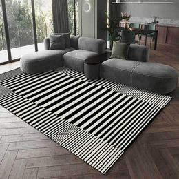 Carpets Modern Fashion Bedroom Bedside Area Rugs Black And White Asymmetrical Geometric Striped Living Room Table Non-Slip Floor Mat