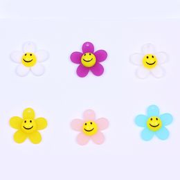 30MM Acrylic Sun Flowers Charms Flatback Smile Face Crafts Fashion Jewelry Findings for Earrings Keychain Diy