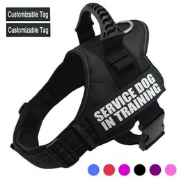 Personalized Dog Harness NO PULL Reflective Nylon Adjustable Training Pet Harness For Small large Dog Vest With Custom patch 211006