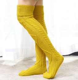 Fashion Women Hosiery Cable Knit Thigh Boot Socks Over Knee High Long Leg Tube Warmers Stockings Cotton More Colours for Chose