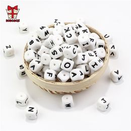 BOBO.BOX 100-1000pcs Alphabet Letter Silicone Beads Personalized Name Baby Teething Pacifier Chain Chewing Necklace 211106