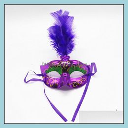 Masks Festive Supplies Home & Gardencolorf Luminescent Feathered Glittering Princess Venetian Half Face Mask For Masquerade Cosplay Nightclu