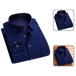 Men's Casual Shirts Plaid Soft Thicken Cardigan Male Shirt Acetate Fibre Winter Lapel For Dating