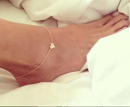 Simple Heart Anklets Ankle Bracelet Chain Beach Foot Sandal Jewelry for Women Girls Gift
