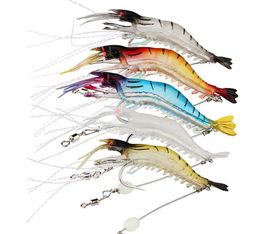 2021 90mm 7g Soft Simulation Prawn Shrimp Fishing Floating Shaped Lure Hook Bait Bionic Artificial Shrimp Lures with Hook 10pcs