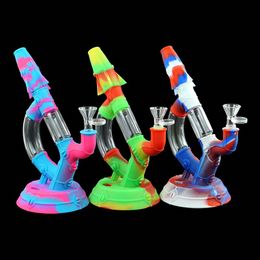 shisha hookah water smoiking pipe glass dab straight silicone hose joint oil rig bong pipes height 8.9"