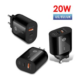 PD 20W type C Chargers US EU UK plug QC3.0 mutifunction Mobile android Phone adapter USB wall Charger for iPhone13 Quick charging