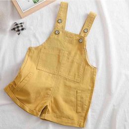 Children's Suspenders Shorts Fashion Boys and Girls Solid Colour Loose Jumpsuits Summer Baby Kids Overalls 210515