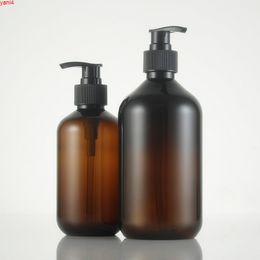 (10pcs)300ml/500ml empty brown plastic lotion bottle, pump bottle Liquid Soap PET Bottlegoods