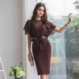 Women Dress Chiffon Dresses Woman Korean Office Lady Bodycon Dress Plus Size Summer Elegant Woman Mesh Dresses Women Vestidos XL 210331