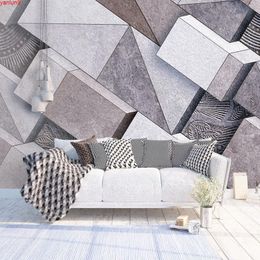 Custom Mural Wallpaper 3D Stereoscopic Abstract Brick Grey Wallpapers For Living Room Bedroom Kitchen Waterproof Canvas Paintinggood quatity