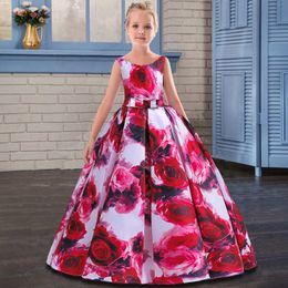 2021 Teenager Girl Maxi DrKids Dresses For Girls Children Print Floor PrincDrVestido Party Wedding Dr10 12 Years X0803
