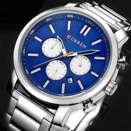 CURREN Watches Men Luxury Brand Business Casual Quartz Wristwatch Male Waterproof Chronograph Analog Clock Relogio Masculino 210517