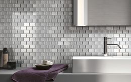 Art3d 30x30cm Peel and Stick Backsplash Piastrelle Adesivi murali 3D Metallo Siver Autoadesivo Impermeabile per Cucina Bagno, Sfondi (10PCS)