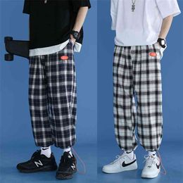 Korean Trendy Plaid Pants Men's Comfortable Pant Summer Loose Casual All-match Hip Hop Striped Trousers 210715