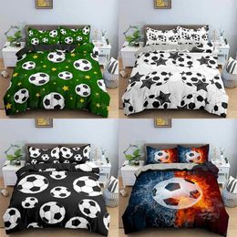 Football Printed Duvet Cover Soccer Bedding Set Quilt with Pillow Case Children Kids Comforter for Boys/Teens 210615