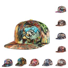 3D doodle flat along hip hop hat Skull abstract graffiti baseball cap