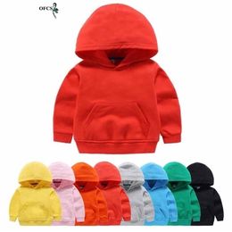 Fashion Children Sports Hoodies Pure Colour Toddler Girls Sweatshirt Sweater Spring Cotton Outwear Tops Baby Boys 90-130 211110