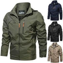 Men's Spring Autumn Zip Up Coat Tactical Military Jackets Windbreak Bomber Denim Jacket Combat Outdoor Casual 211214