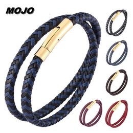 Multilayer Colorful Leather Cuff Bracelet Gold Stainless Steel Button Buckle Bracelets for Man and Woman