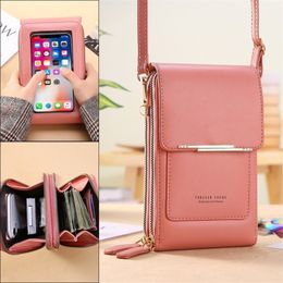 Women Bags Soft Leather Wallets Touch Screen Cell Phone Purse Crossbody Shoulder Strap Handbag for Female Women's 220210