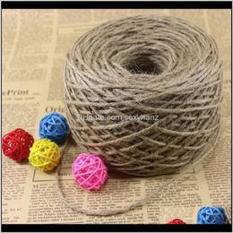 Yarn 2Mm M Diameter Burlap Natural Jute String Twine Rope Gift Packing Hang Tag Cord For Handmade Accessory Decoration T2Gzg Ebklo