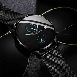 Mens Watches CRRJU Mens Stainless Steel Watches Unique Casual Quartz Watch for Men Sport Waterproof Clock Relogio Masculino 210517