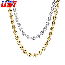 Designer Necklace Luxury Jewellery Coffee Beans Link Chain 11MM For Men Stainless Steel Rope chain Fashion Hip hop