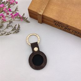 Designers Brown Flower Cases for Apple Airtags Locator Tracker Anti-lost Device Luxurys PU Leather Protective Cover Metal Ring Keychain 8 Colors DHL