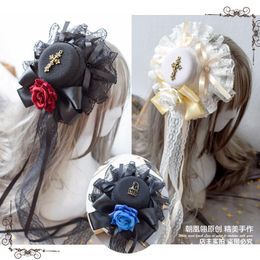 Other Event & Party Supplies Handmade Gothic Dark Rose Cross Lolita Hairpin Headdress Black White Top Hat