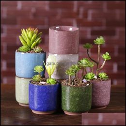 Pots Supplies Patio, Lawn Garden Home & Gardenice Cracked Mini Ceramic Flower Pot Colorf Cute Flowerpot For Desktop Decoration Meaty Potted