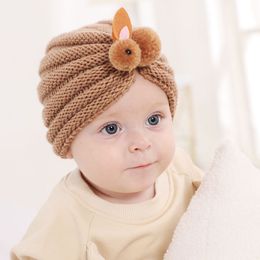 20pc/lot Cute Baby Winter Knitted Turban Hat Cartoon Rabbit Cap Knit Baby Boy Girl Bonnet Beanies for Children Kids Newborn Baby