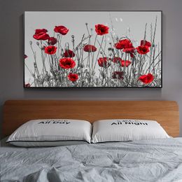 Canvas Paintings Modern Flowers Posters And Prints Red Poppies Pictures For Living Room Decoration No Frame