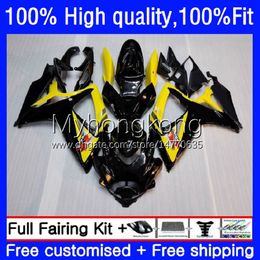 Injection Mold Fairings For SUZUKI GSXR600 GSXR-750 750CC GSX-R750 K6 06-07 21No.12 Yellow black GSXR 600 750 CC 600CC GSX-R600 06 07 GSXR-600 GSXR750 2006 2007 OEM Bodys