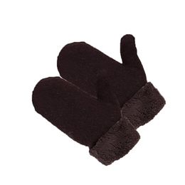 Fingerless Gloves 2021 Winter Keep Warm Womens Knitted Thicken Cashmere Velvet Ladies Cuffed Mittens Deep Grey