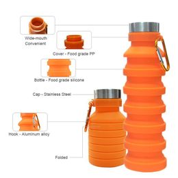 100pcs Water Bottles & Cages Folded Silicone Bottle MTB Bike Cup Kettle Outdoor Camping Leak-Proof Folding Tour Gel Kids Retractable Collapsible 55