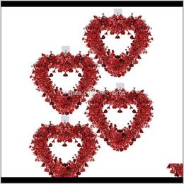 Festive Party Supplies Home & Gardenpack Red Valentine Heart Wreaths Shaped With Foil Hearts Hanging Valentines Day Decorations Decorative Fl