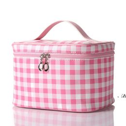 Plaid PU Faux Leather Waterproof Cosmetic Bags Travel Storage Toiletry Purse For All Your Beauty Essentials Storage Bags LLB12009