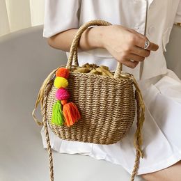 Shoulder Bag Beach Women Straw Weave Tote Rattan Manufacture Linen Crossbody Messenger Ladies Summer Bucket Bags