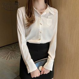 Women's Shirt Classic Chiffon Blouse Female Plus Size Loose Long Sleeve Shirts Lady Simple Style Tops Clothes Blusas 10488 210528