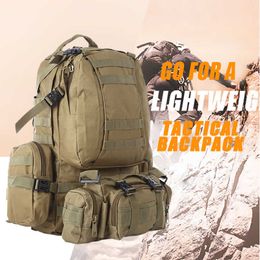 55L Tactical Backpack 4 in 1 Military Bags Army Rucksack Backpack Molle Outdoor Sport Bag Men Camping Hiking Travel Climbing Bag Q0721