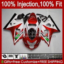 Injection Mould Fairings For SUZUKI GSXR600 White red GSXR750 GSXR-750 K4 04 05 43No.113 GSXR 750CC 600CC 750 600 CC GSXR-600 2004 2005 GSX-R750 2004-2005 OEM Body Kit