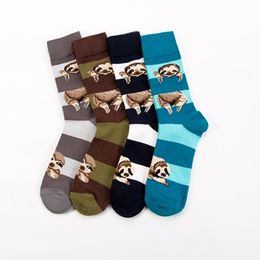 Men's Socks LUCKY ZONE 2021 Autumn And Winter Pure Cotton Animal Pattern Breathable In Tube CNY