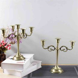 IMUWEN Silver/Gold/Bronze/Black Metal Pillar Candle Holders Candlestick Wedding Stand For Mariage Home Decor Candelabra Stand 210722