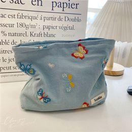 Butterfly Embroidered Cosmetic Bag Travel Zipper Storage Bag Portable Hand Hold Coin Purse Women Necesserie Beauty Case
