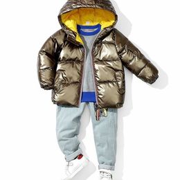 90% White duck down winter children's clothing space jacket boys and girls baby children thickened short coat3-14T 211204