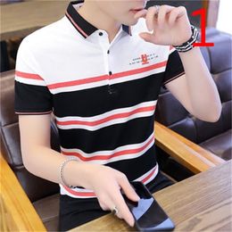 Men's t-shirt trend Korean version of the self-cultivation wild thin section printed plaid fashion compassionate 210420