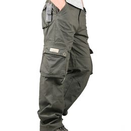 Men's Cargo Pants Cotton Casual Long Trousers Spring Multi Pocket Pantalon Homme Fashion Military Tactical 210715