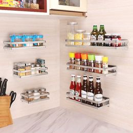 Kitchen Wall Shelf Storage Organizer Shelf Spice Rack Punch Free Stainless Steel Storage Shelves Rack for Kitchen Bathroom 210705